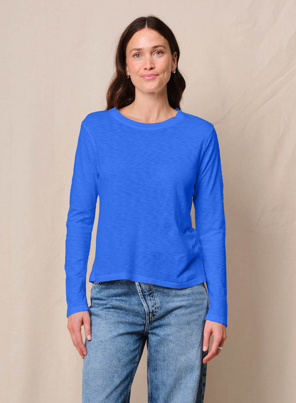Supima Slub Jersey Long Sleeve Crew in Cobalt
