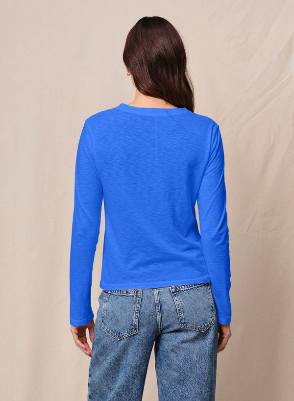Supima Slub Jersey Long Sleeve Crew in Cobalt