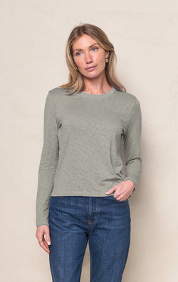 Supima Slub Jersey Long Sleeve Crew in Thyme