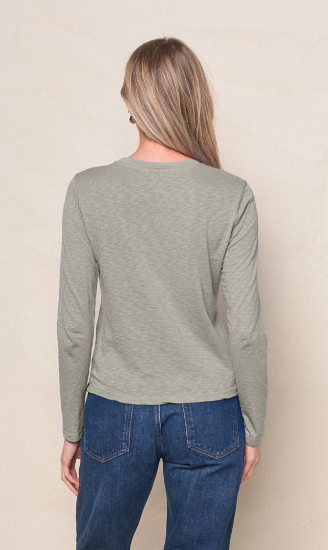 Supima Slub Jersey Long Sleeve Crew in Thyme