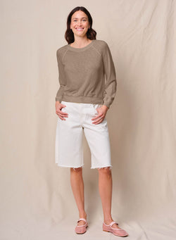 Supima Slub Jersey Raglan Sweatshirt Tee in Bay Leaf