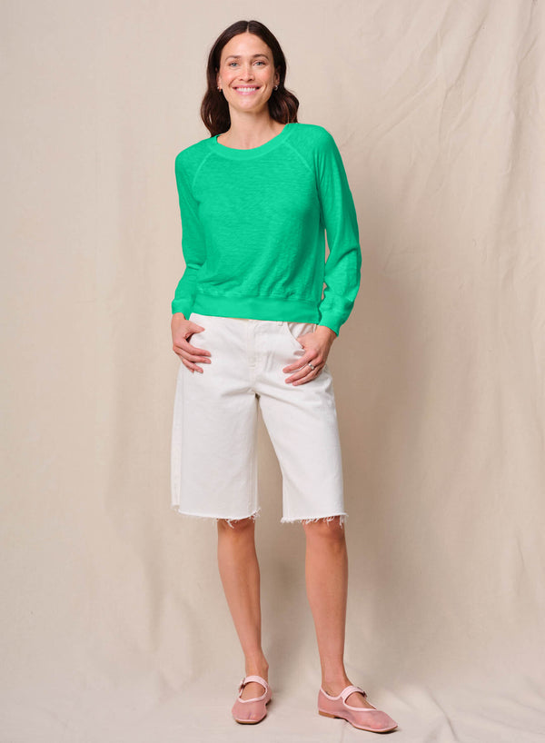 Supima Slub Jersey Raglan Sweatshirt Tee in Kelly Green