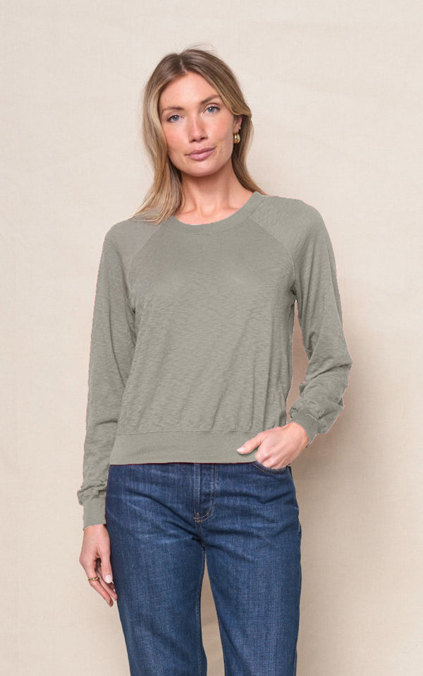 Supima Slub Jersey Raglan Sweatshirt Tee in Thyme