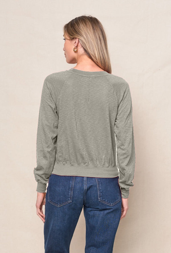 Supima Slub Jersey Raglan Sweatshirt Tee in Thyme