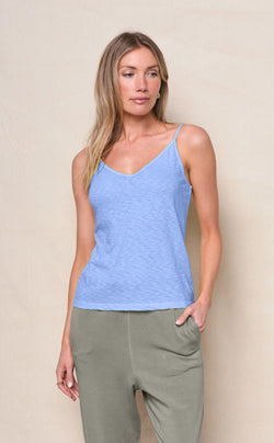 Supima Slub Jersey V-Neck Cami in Blue Topaz