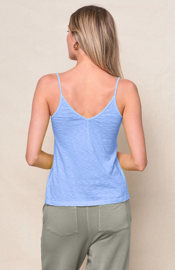 Supima Slub Jersey V-Neck Cami in Blue Topaz