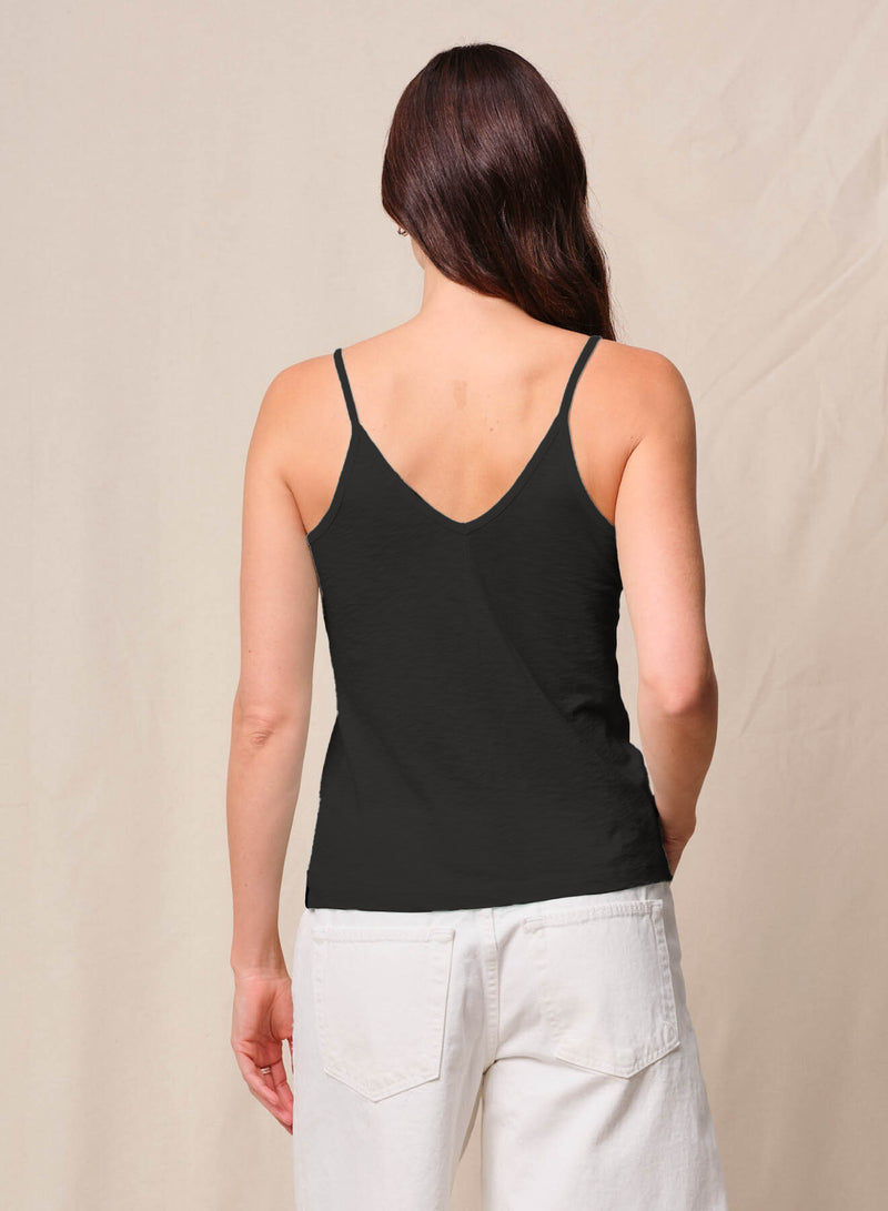 Supima Slub Jersey V-Neck Cami in Black