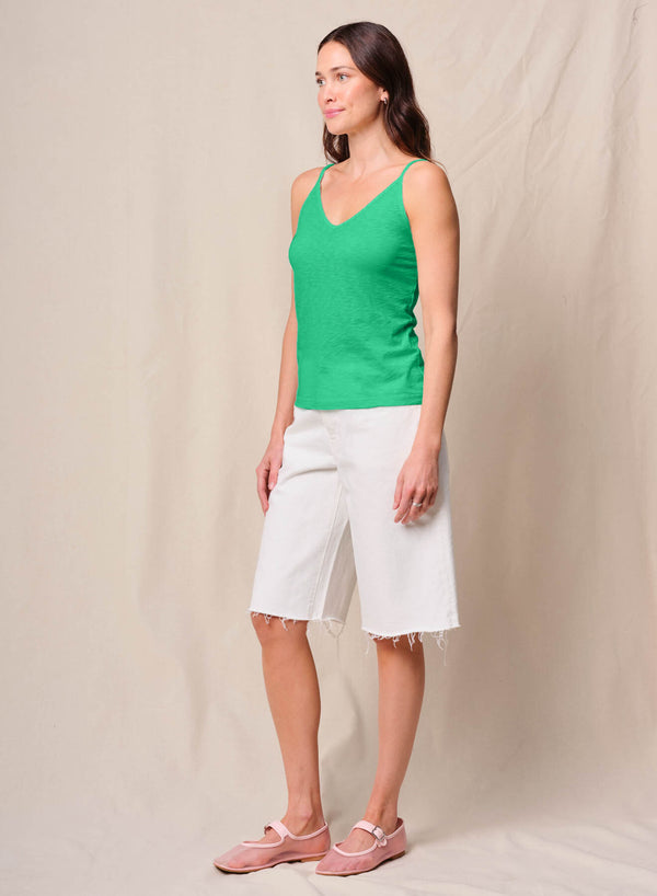 Supima Slub Jersey V-Neck Cami in Kelly Green