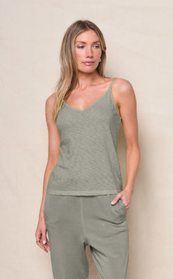 Supima Slub Jersey V-Neck Cami in Thyme