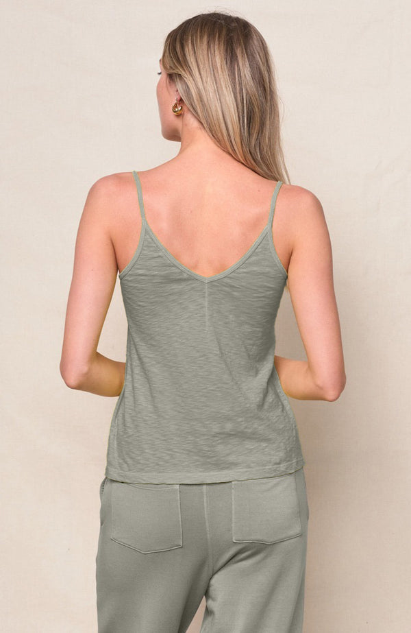 Supima Slub Jersey V-Neck Cami in Thyme
