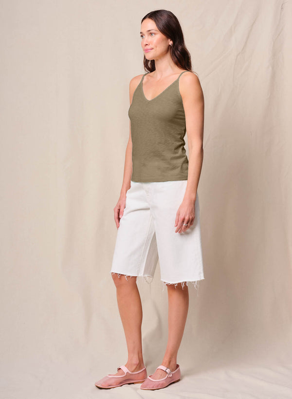 Supima Slub Jersey V-Neck Cami in Bay Leaf