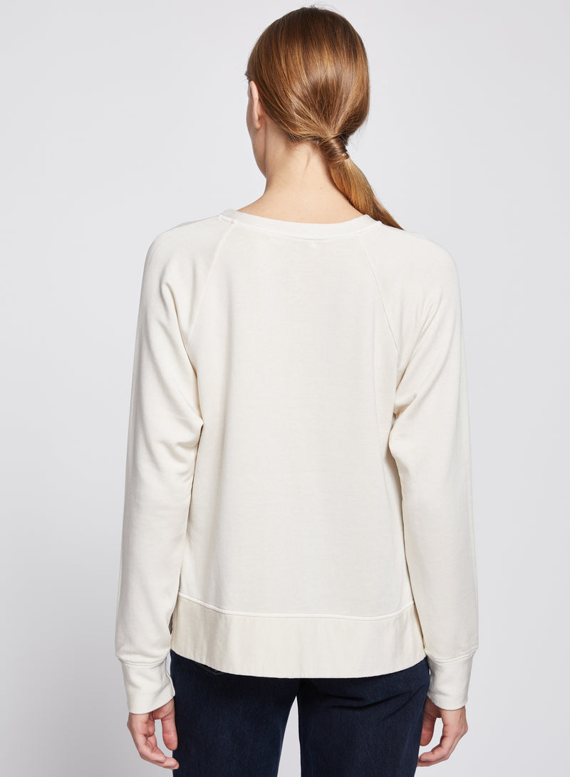 Softest Fleece Raglan Side Slit Sweatshirt in Cream