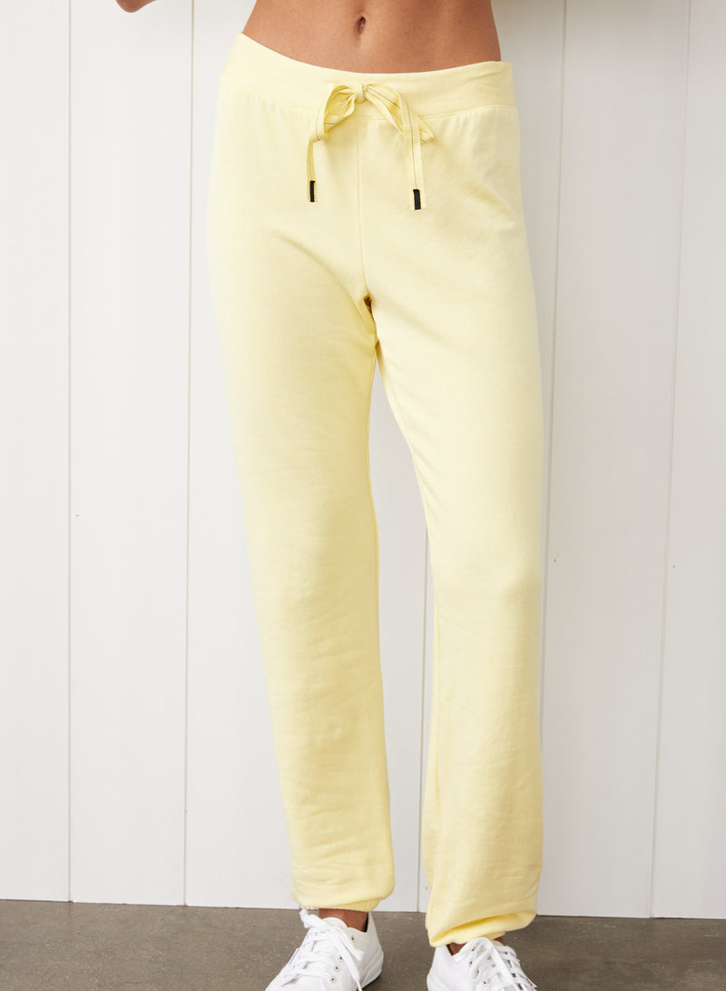 Softest Fleece Short Sleeve Boxy Raglan Sweatshirt & Drawstring Sweatpant Set in Limoncello