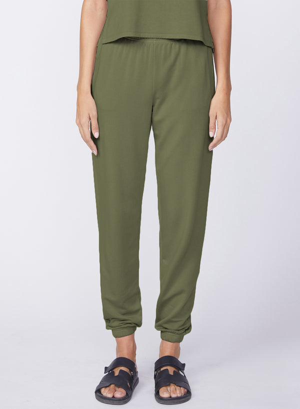 Softest Fleece Sweatpant With Pockets in Seaweed
