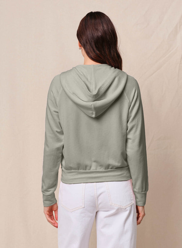 Softest Fleece Raglan Hood Zip Up in Thyme
