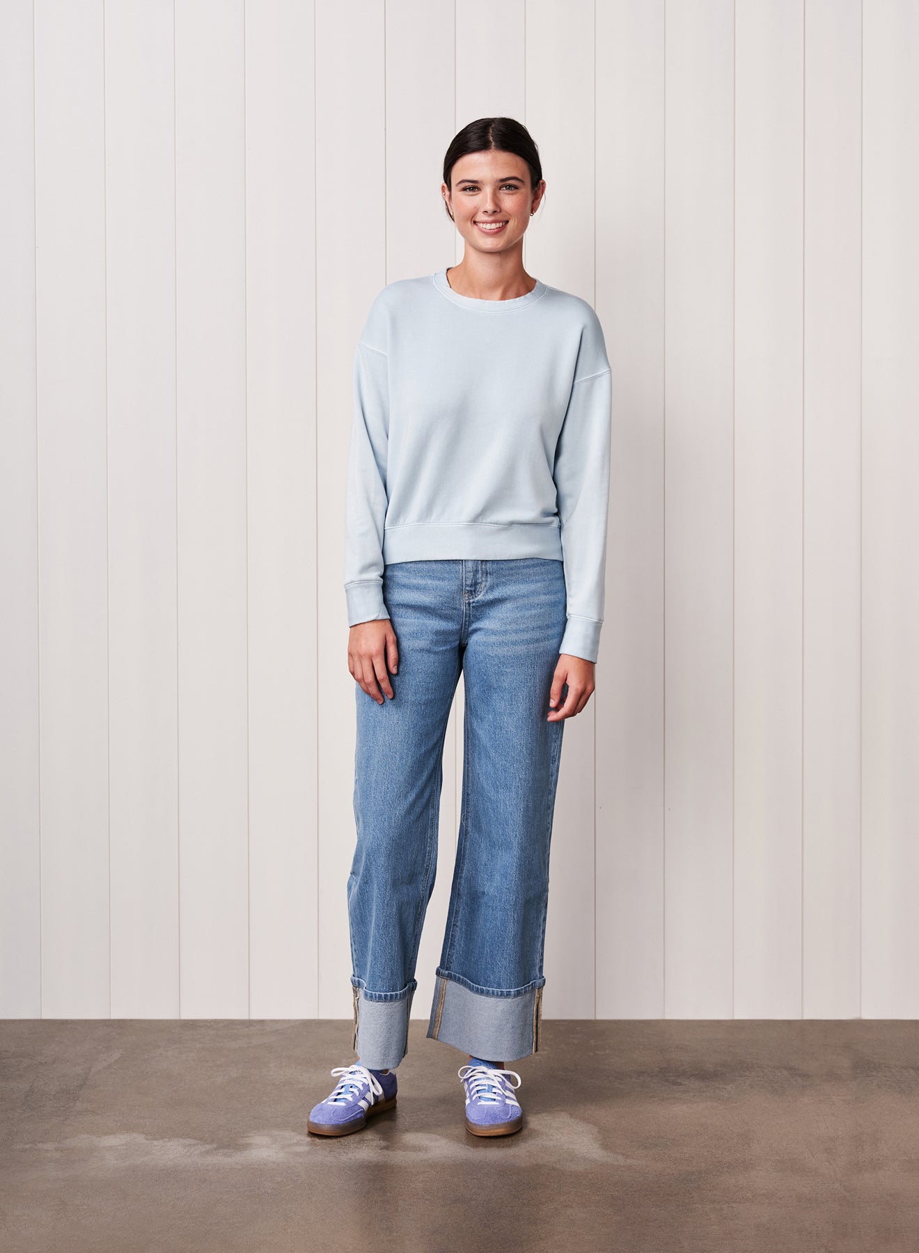 Softest Fleece Crewneck Pullover in Dove Blue