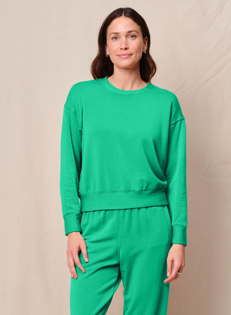 Softest Fleece Crewneck Pullover in Kelly Green