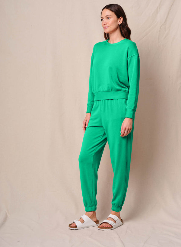 Softest Fleece Crewneck Pullover in Kelly Green