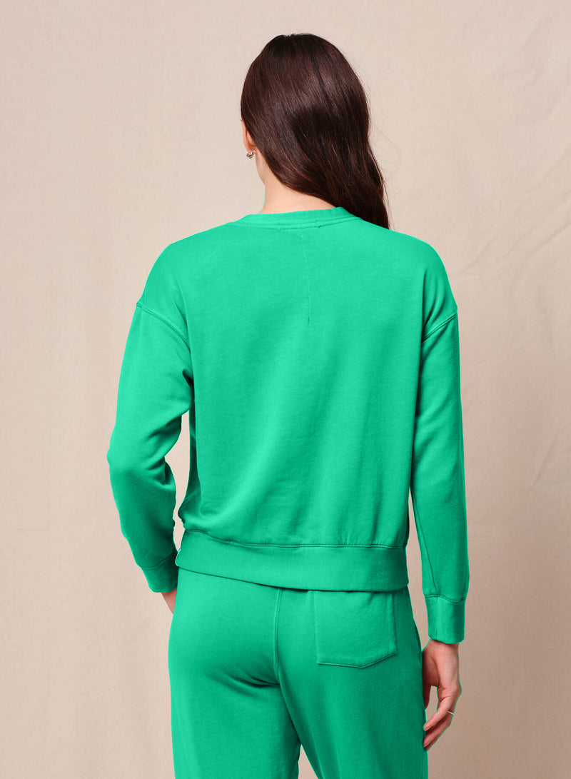 Softest Fleece Crewneck Pullover in Kelly Green