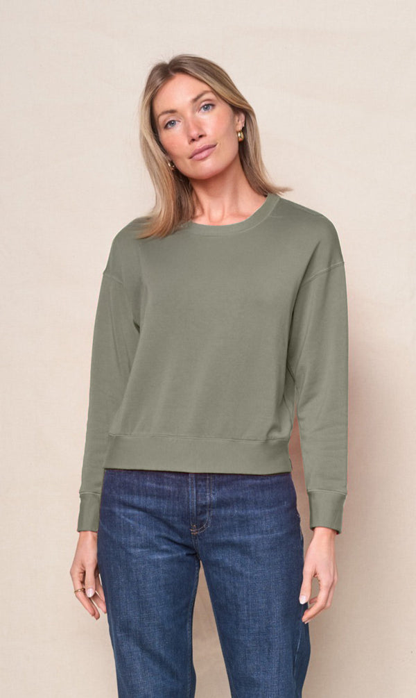 Softest Fleece Crewneck Pullover in Thyme