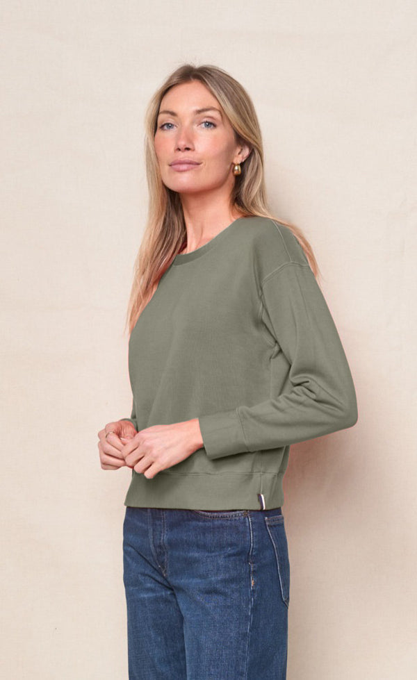 Softest Fleece Crewneck Pullover in Thyme
