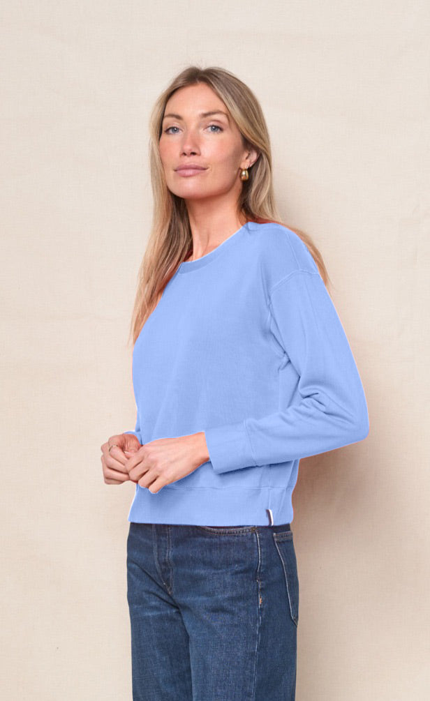 Softest Fleece Crewneck Pullover in Blue Topaz