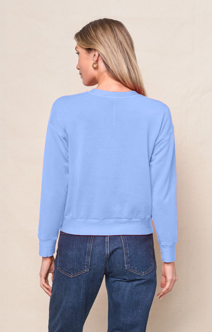 Softest Fleece Crewneck Pullover in Blue Topaz