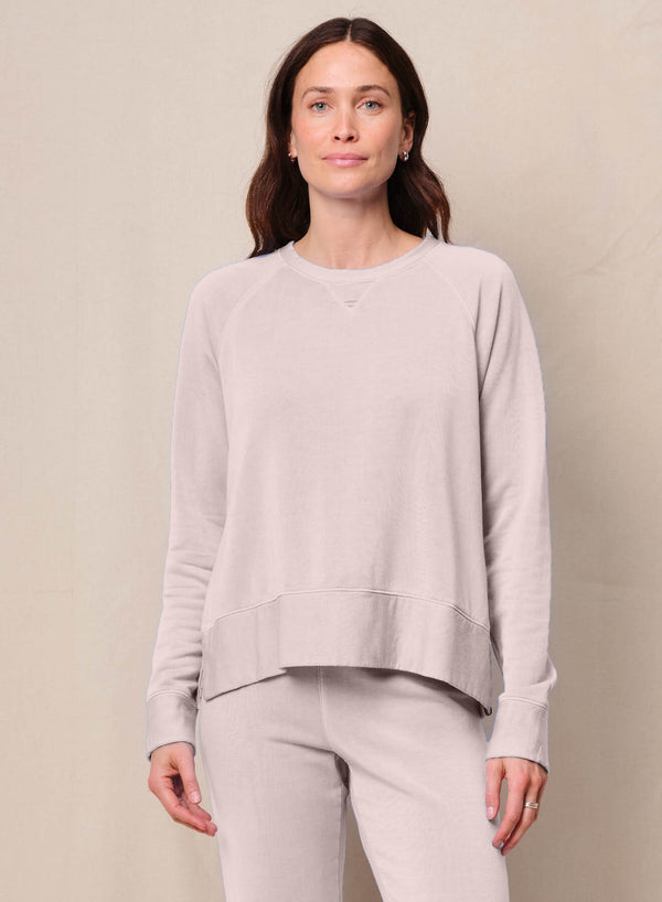 Softest Fleece Raglan Side Slit Sweatshirt in Softest Pink