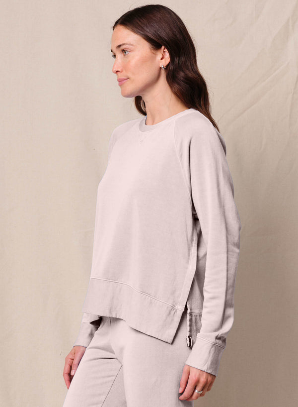 Softest Fleece Raglan Side Slit Sweatshirt in Softest Pink