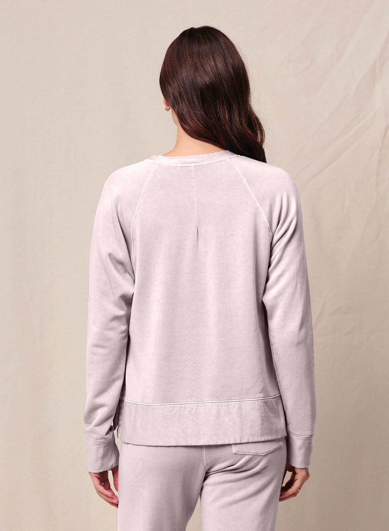 Softest Fleece Raglan Side Slit Sweatshirt in Softest Pink