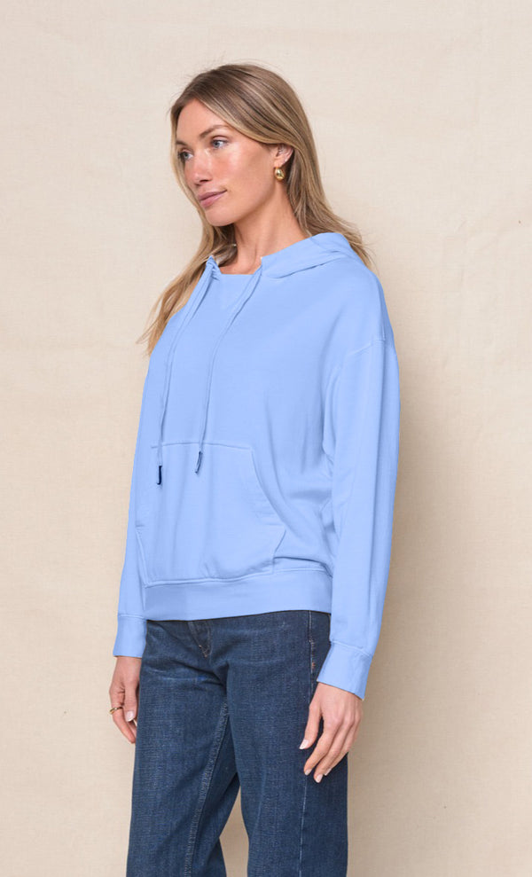 Softest Fleece Hood Pullover in Blue Topaz