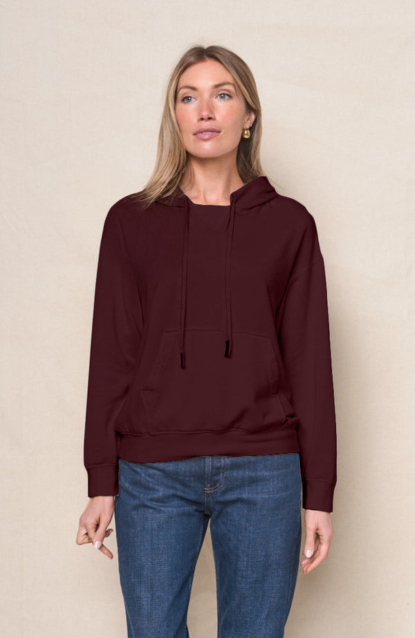 Softest Fleece Hood Pullover in Cabernet