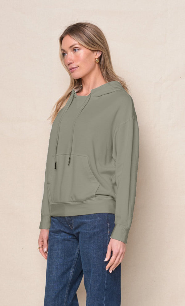 Softest Fleece Hood Pullover in Thyme