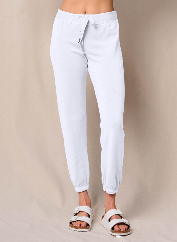 Softest Fleece Drawstring 3/4 Sweatpant in White