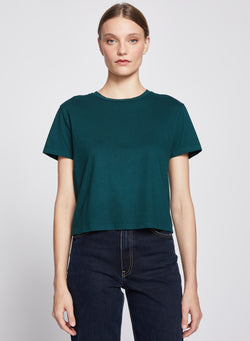 Cloud Jersey Short Sleeve Crew in Evergreen-3/4 front