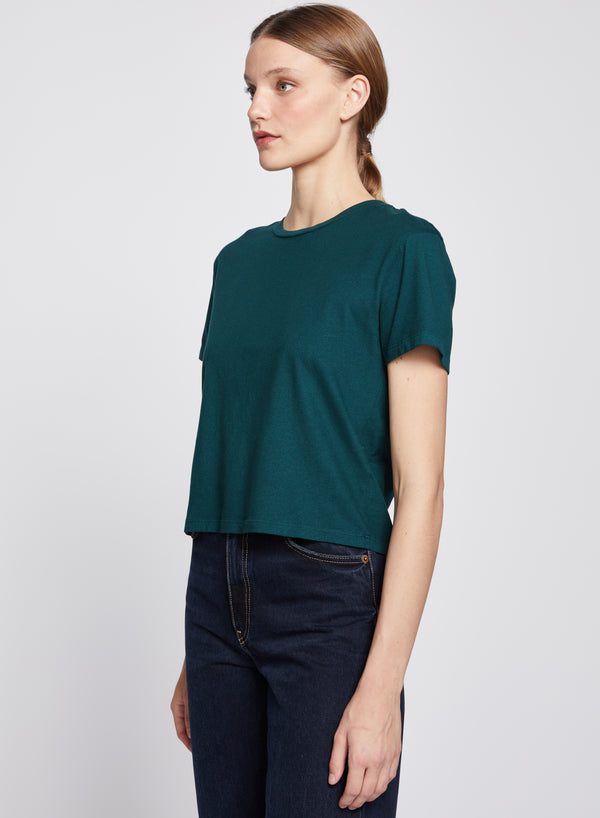  Cloud Jersey Short Sleeve Crew in Evergreen-side view