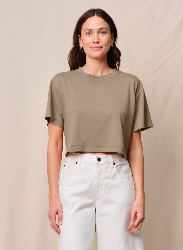 Cloud Jersey Cropped Boy Tee in Bay Leaf