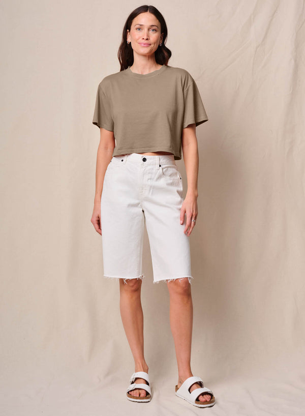 Cloud Jersey Cropped Boy Tee in Bay Leaf
