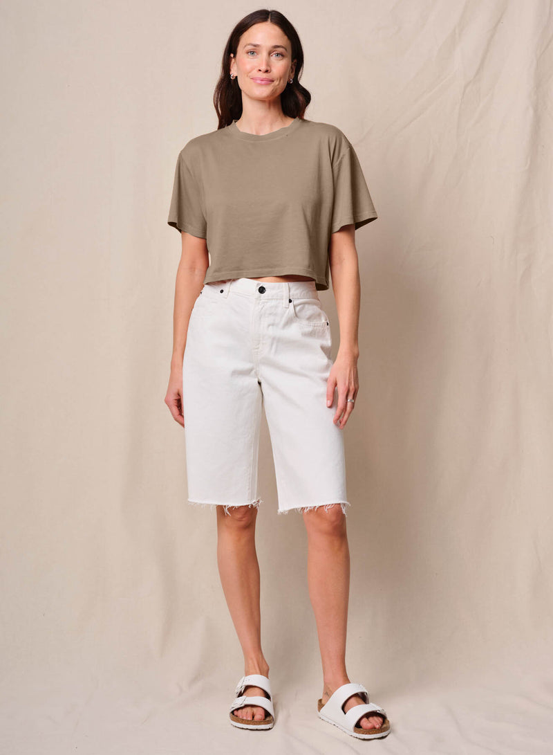 Cloud Jersey Cropped Boy Tee in Bay Leaf