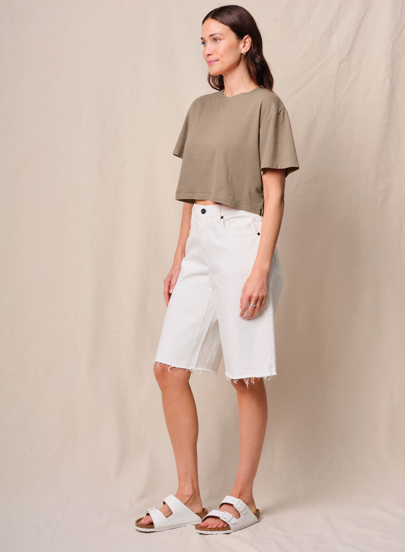 Cloud Jersey Cropped Boy Tee in Bay Leaf