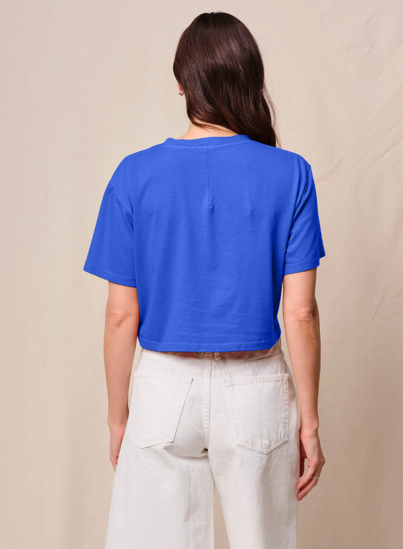 Cloud Jersey Cropped Boy Tee in Cobalt