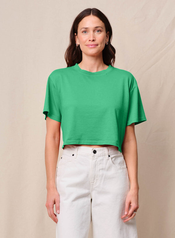 Cloud Jersey Cropped Boy Tee in Kelly Green