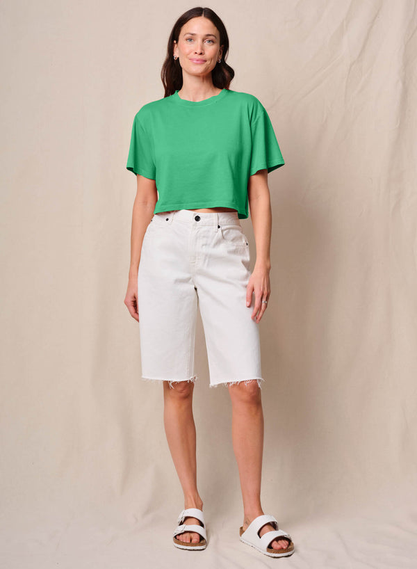 Cloud Jersey Cropped Boy Tee in Kelly Green