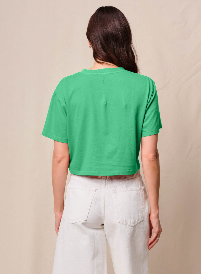 Cloud Jersey Cropped Boy Tee in Kelly Green