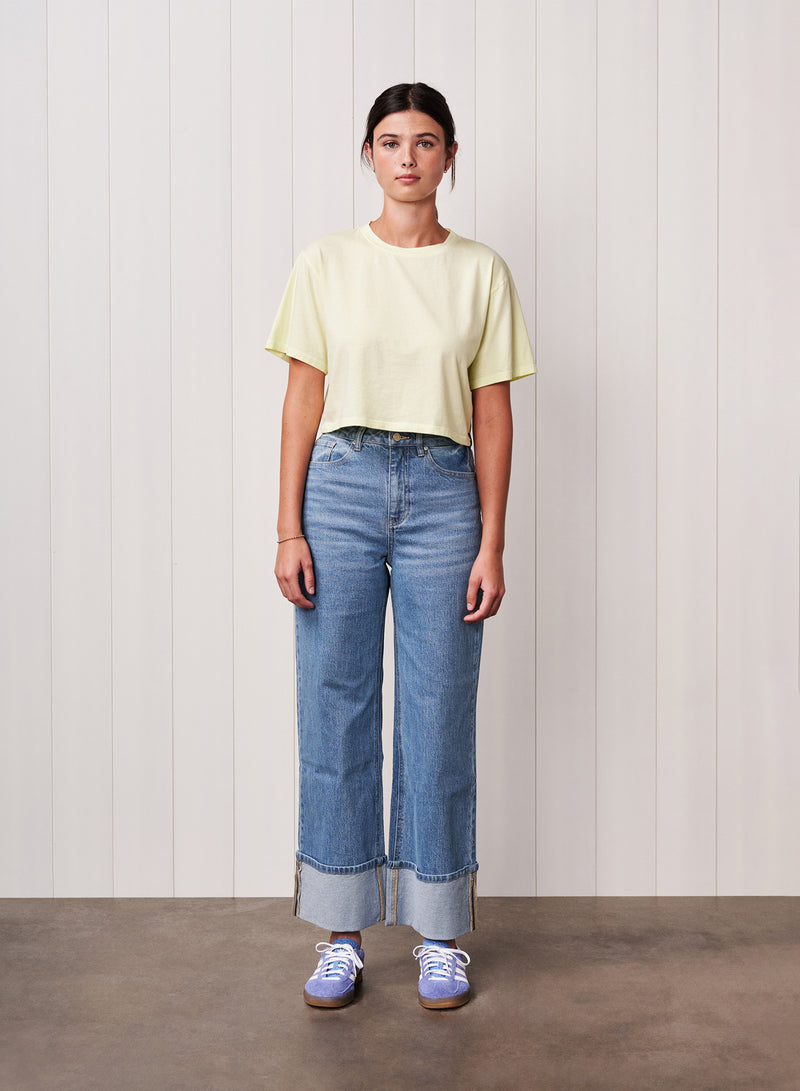 Cloud Jersey Cropped Boy Tee in Lemon Ice