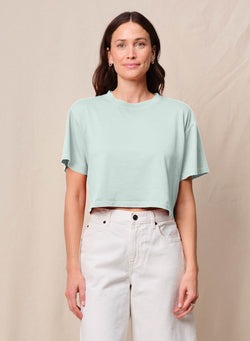 Cloud Jersey Cropped Boy Tee in Sea Glass