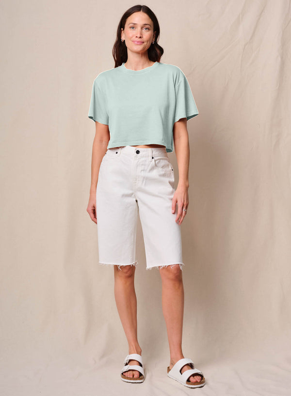 Cloud Jersey Cropped Boy Tee in Sea Glass