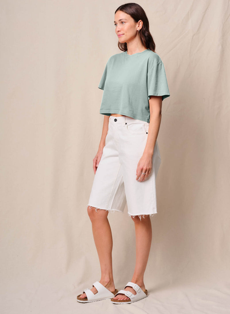 Cloud Jersey Cropped Boy Tee in Sea Glass
