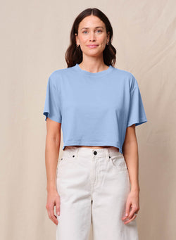 Cloud Jersey Cropped Boy Tee in Summer Sky