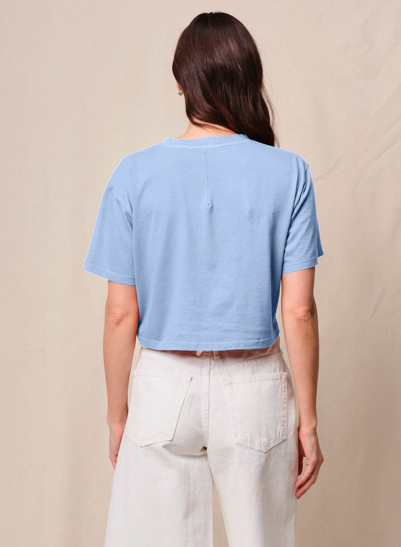 Cloud Jersey Cropped Boy Tee in Summer Sky